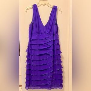 Beautiful dress,V neck,draped above & pleated below,sleeveless,purple.Used once